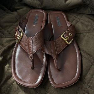 Louis Vuitton Brown Suhali Leather Flip Flop Sandals